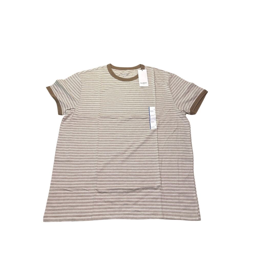 Goodfellow & Co Men’s Striped Crew Neck T Shirt Large Brown White NWT Cotton